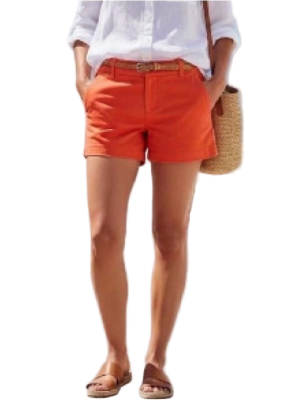 J. Crew "Broken-In Chino" Flat Front Orange Casual Cotton Chino Shorts Size 4